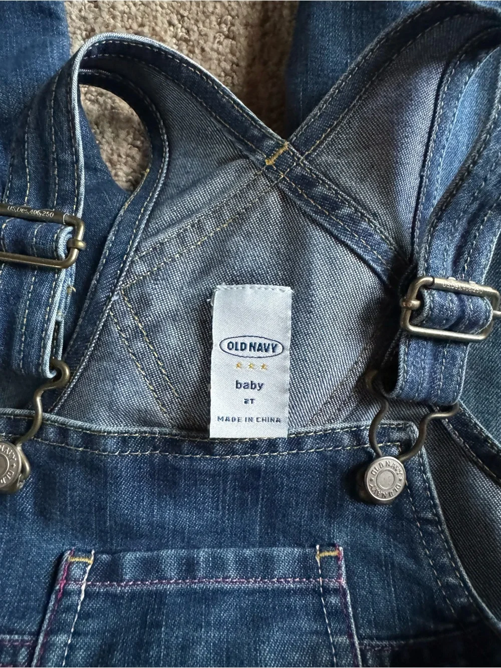 Old Navy Y2K Toddler Denim Overalls 2T Snap Pockets Flare